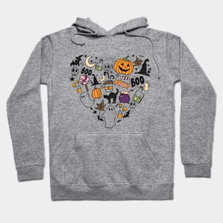 Heart Shape Halloween Spooky Ghost Boo Pumpkin Hoodie